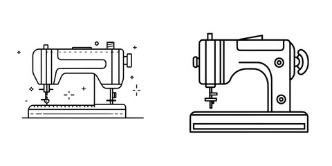 Isolated contour symbol of a serger machine dressmaking fashion line. Modern style dressmaking fashion line icon.