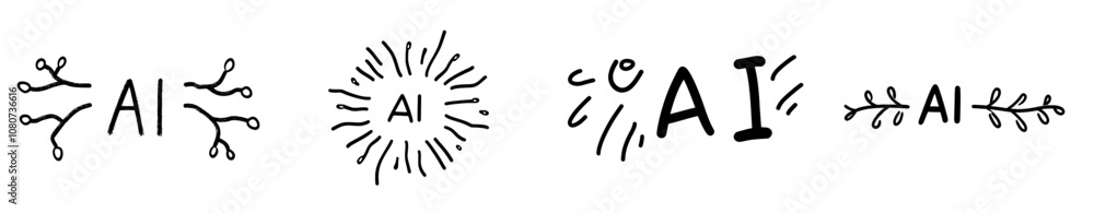 Aufkleber digital smart mind network symbol in an ai circuit chip design. modern illustration of a digital sma