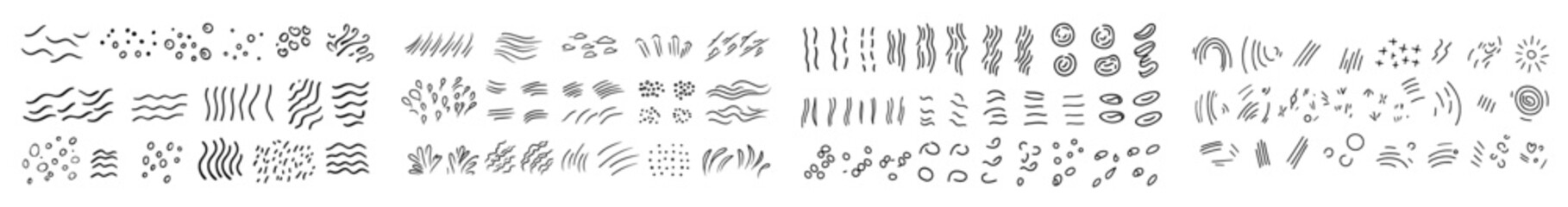 Naklejka premium Sketchy pen lines and scribble elements in a confusion doodle style