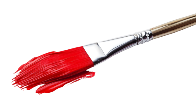 Red paintbrush on a transparent background. isolated background.
