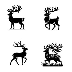 Elegant Tufted Deer Silhouette - Unique Wildlife Art for Nature Lovers