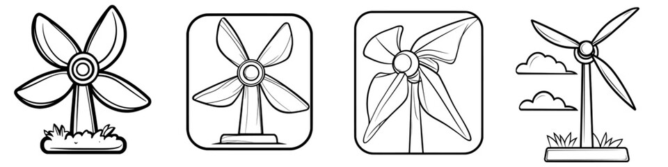 Fototapeta premium A pixel perfect, editable modern windmill icon as well as an energy icon and a farm line icon.