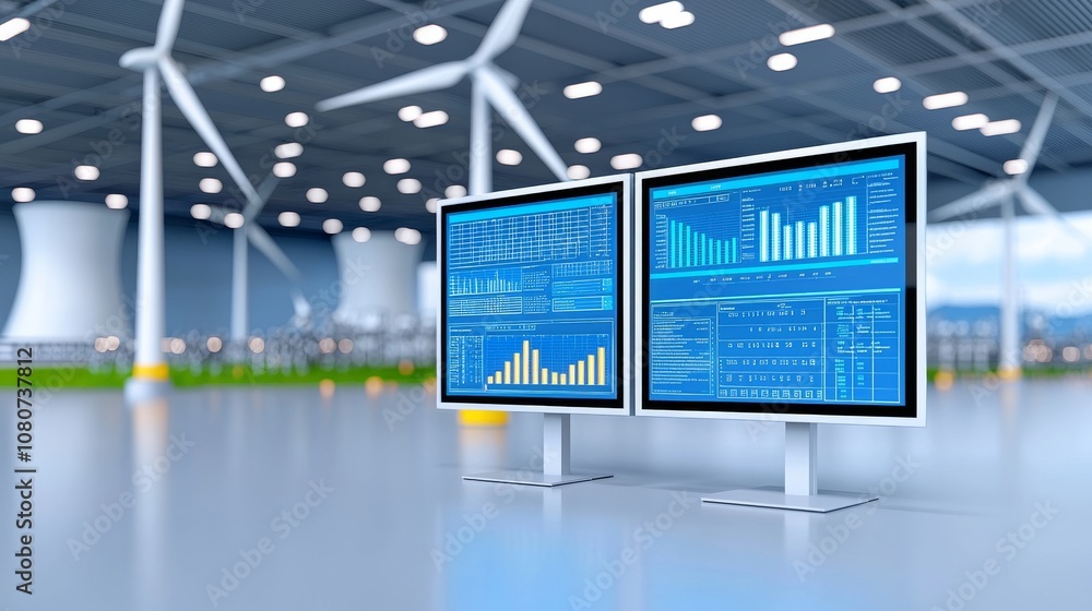 Poster the next generation of ai monitoring renewable energy grids. designed in a sleek, high-tech style. c