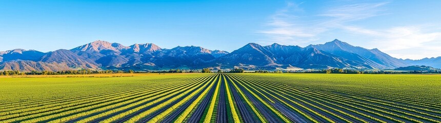 At sunset, this panoramic view of a large solar farm demonstrates renewable energy and sustainability.
