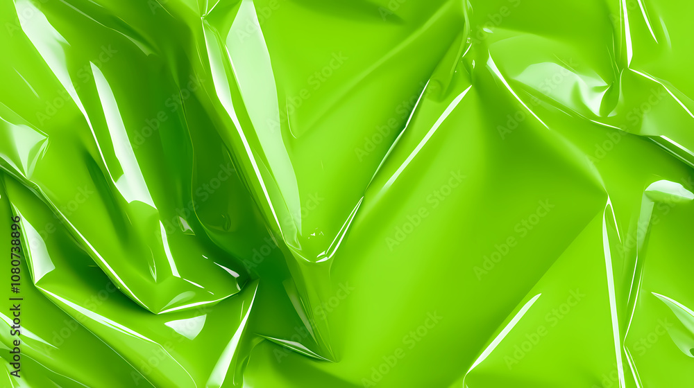 Aufkleber vibrant green wrinkled surface creating an eye-catching abstract pattern with striking reflections