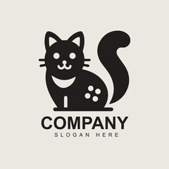 Black cat simple logo design