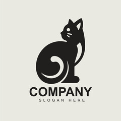 Black cat simple logo design