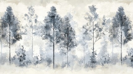 Watercolor trees backdrop timeless look with paper-like grunge