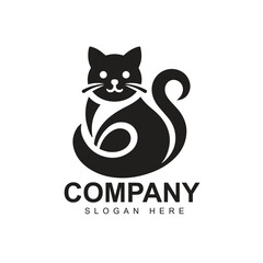 Black cat simple logo design