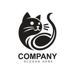 Black cat simple logo design