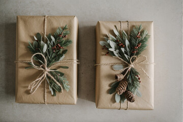 A festive arrangement of beautifully wrapped Christmas presents