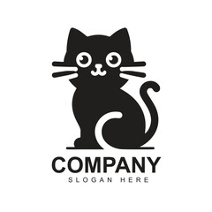 Black cat simple logo design