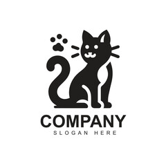 Black cat simple logo design