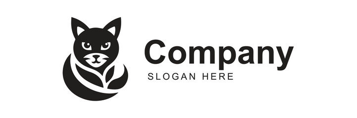 Black cat simple logo design