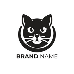 Black cat simple logo design
