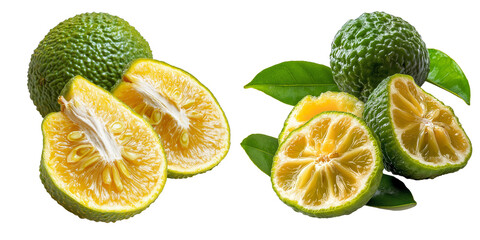 PNG set of ugli fruit isolate on transparent and white background