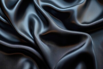 Fototapeta premium Black satin fabric with elegant folds. Perfect for backgrounds or adding a touch of luxury to your designs.