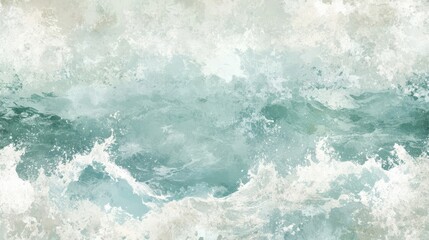 Coastal waves in blue-green tones on a textured wallpaper backdrop