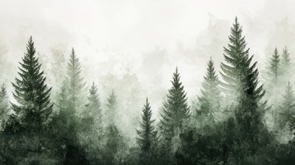 Fototapeta premium Watercolor forest blending into textured grunge wallpaper background
