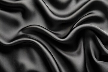 Obraz premium Black satin fabric with soft wrinkles. Perfect for backgrounds or product displays.
