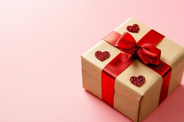 Obraz premium Heartfelt Gift Box on Pink Background