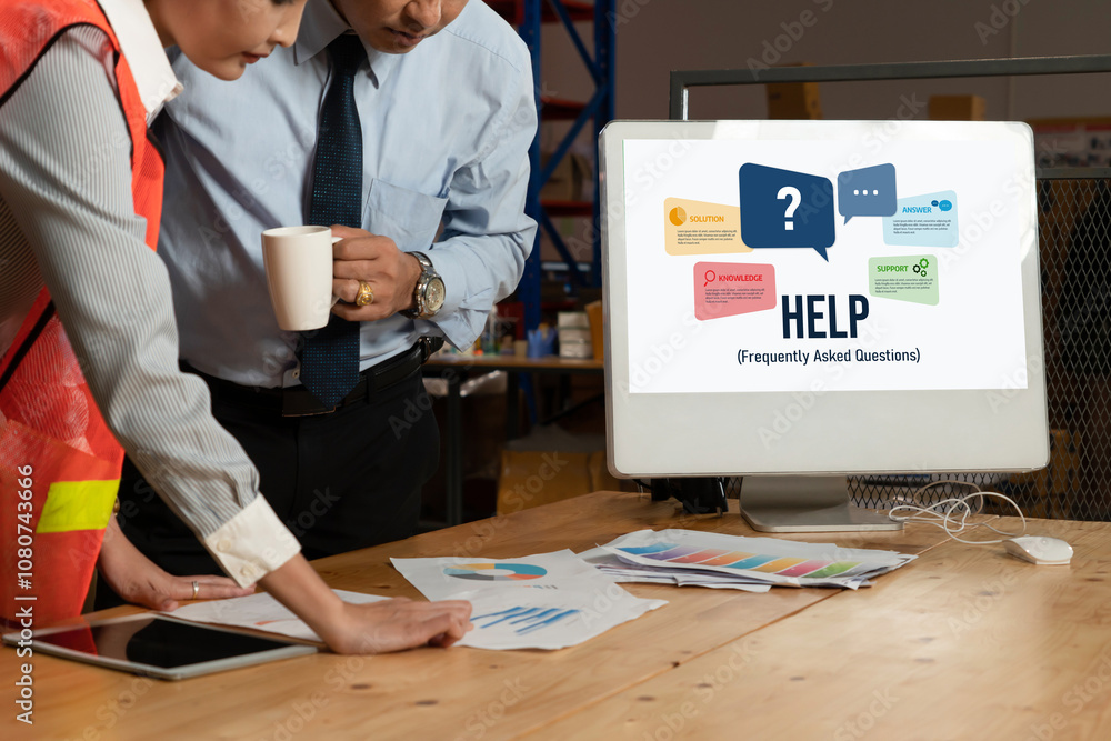 Poster help screen on the website provide answer to faq frequently asked question snugly with knowledge inf