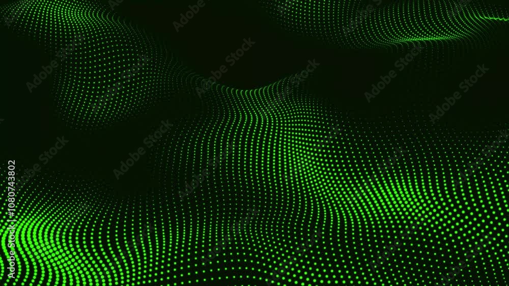 Poster futuristic abstraction and technology green particles dots the background. dot pattern with halftone