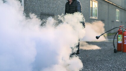 Obraz premium firefighting course - safety at work