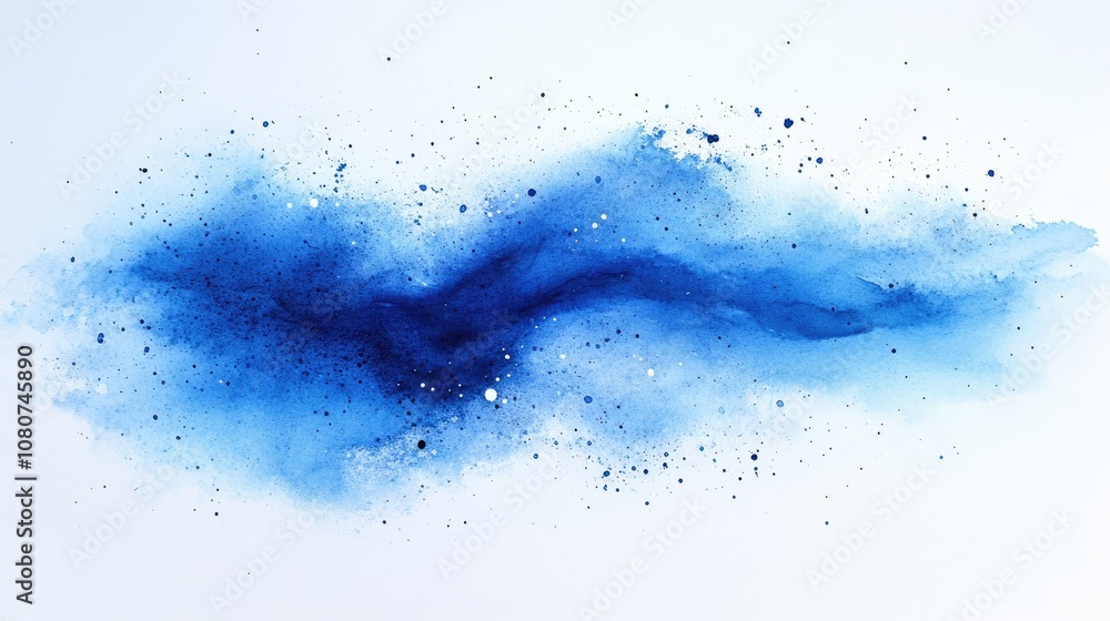 Poster blue watercolor wash with splatters. perfect for adding a touch of artistic texture to your design p