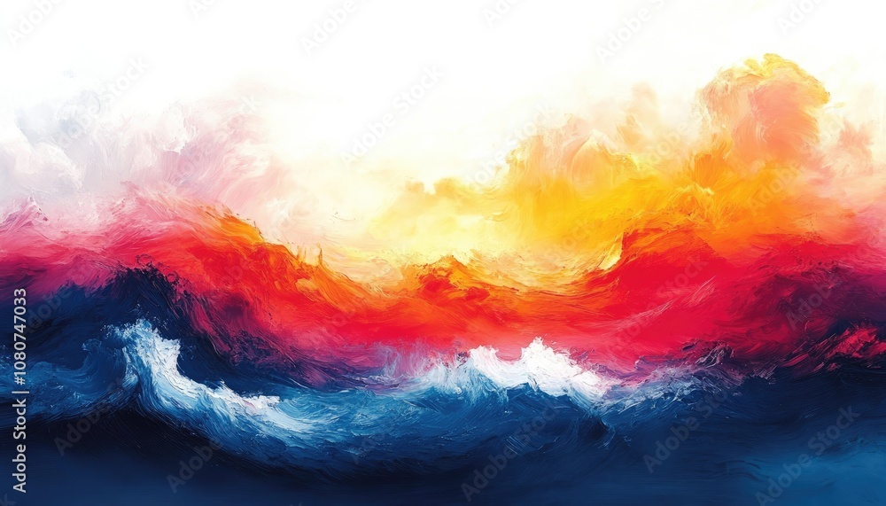 Poster abstract colorful painting of waves. ideal for creating designs or adding visual interest to website