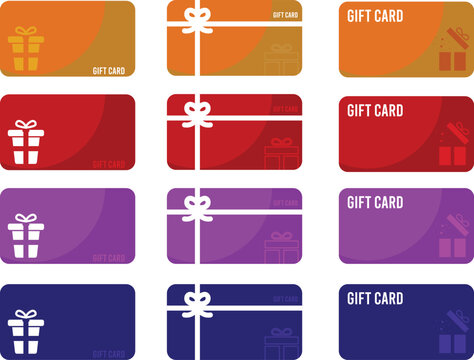 colorful Gift card icon. Present bonus card vector set. vector eps10