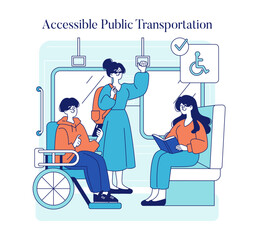 Disabled Travel. Flat Vector Illustration