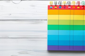 This vibrant weekly planner is designed for organizing tasks efficiently from Monday to Sunday featuring a colorful gradient from rainbow hues to facilitate easy viewing and scheduling.