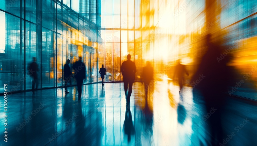 Aufkleber Exploring the Dynamic Business Environment The Movement and Energy Found in Modern Workspaces, Shaping How We Work Today and Encouraging Collaboration, Innovation, and Growth in Our Careers