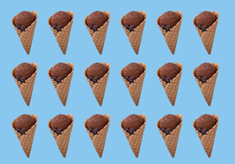 Delicious chocolate ice cream cones