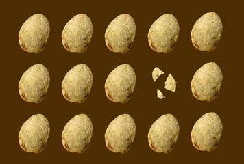 Crispy homemade potato chips, isolated