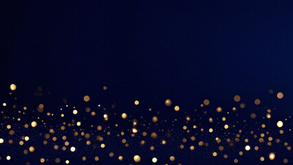 Luxurious Dark Blue Christmas Background with Golden Bokeh and Sparkling Stars