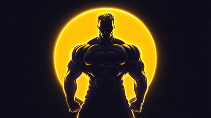 Fototapeta premium A Stunning and Powerful Silhouette of a Superhuman Hero Against a Bright Radiant Halo