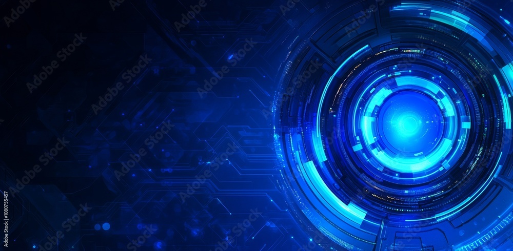 Aufkleber this abstract digital high technology illustration features a circle hud and digital circuit element