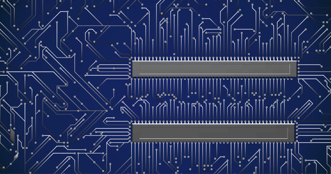 The image is a stylized image of a motherboard with various electronic circuits and connectors. It emphasizes the complexity and precision of technology. vector illustration.