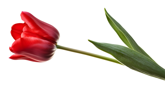 Red tulip flower on a transparent background. isolated background.