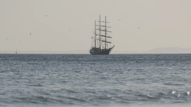 air powered huge sailing ship in the sea