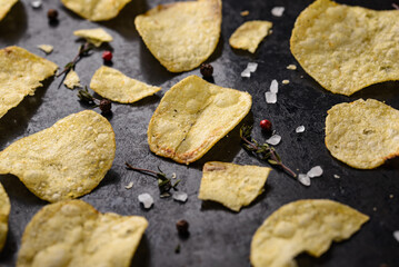 Crispy salty homemade potato chips
