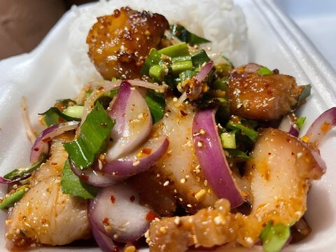 Grilled pork salad