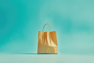 A Simple Brown Paper Bag on a Turquoise Background