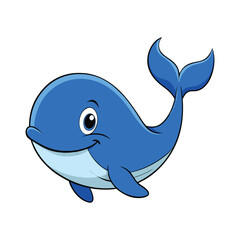 Naklejka premium Whale Cute Small Cartoon Baby Whale Character