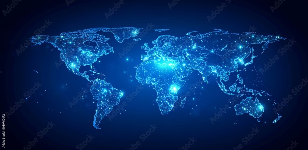 Aufkleber globe with futuristic display space and hi-tech background. illustrations in a modern style.