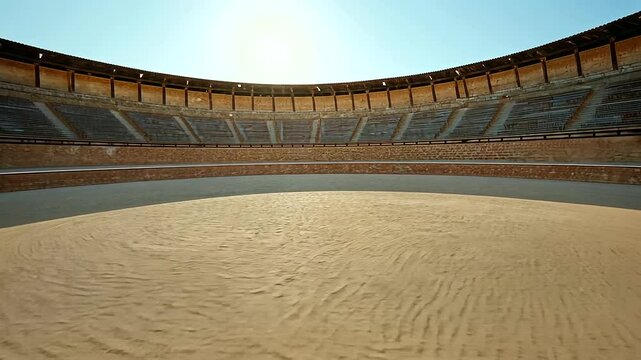 Empty Bullfighting Arena in Serene Spanish Setting