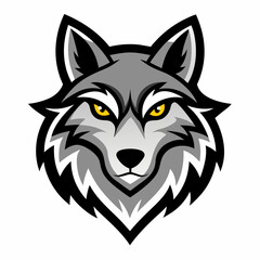 A Fierce Wolf Head Mascot Logo, vector illustration on White Background