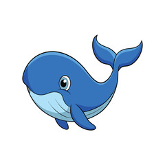 Obraz premium Whale Cute Small Cartoon Baby Whale Character